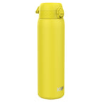 Yellow 1L stainless steel water bottle by ION8, leak-proof design, durable steel construction, ideal for hydration on the go