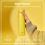 Yellow 1L stainless steel water bottle by ION8, leak-proof design, durable steel construction, ideal for hydration on the go