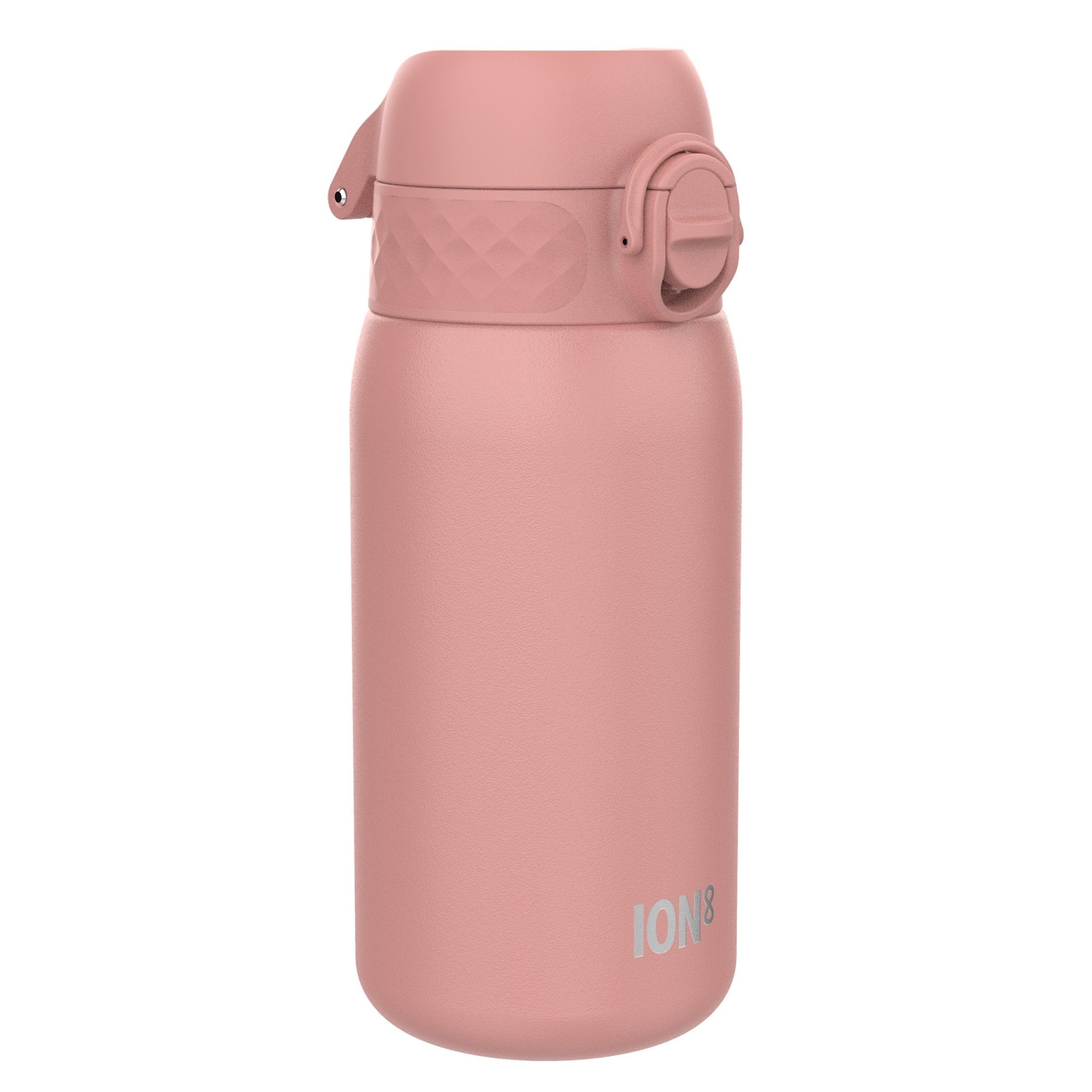 Ion8 leak-proof kids water bottle in ash rose, 400ml stainless steel design with secure lid, ideal for active children