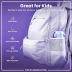 ION8 stainless steel water bottle featuring fairy design, 400ml leak-proof kid's steel bottle with a secure lid and durable construction.
