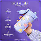 Ion8 stainless steel water bottle with hedgehog design, 400ml capacity, leak-proof kids bottle made of durable steel.