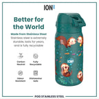 ION8 stainless steel water bottle with otters design, 400ml leak-proof kids' steel water bottle for hydration.