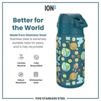 Ion8 stainless steel water bottle, 400ml space-themed design, leak-proof kid's water bottle, durable and insulated.