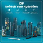 ION8 stainless steel water bottle, Space 400ml, leak-proof kids' water bottle with durable stainless steel construction.