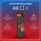 ION8 NFL Cleveland Browns stainless steel water bottle, 600ml, leak-proof design with team logo, durable and reusable.
