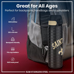 ION8 NFL New Orleans Saints stainless steel water bottle, 600ml, leak-proof, durable steel sports bottle with team logo.