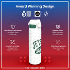 ION8 NFL New York Jets stainless steel water bottle, 600ml (20oz), leak-proof design with team logo and durable construction