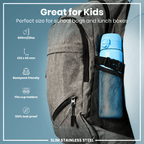 ION8 stainless steel water bottle in Alaskan Blue, 600ml, leak-proof, slim design, durable steel water bottle for daily use