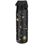 Ion8 stainless steel water bottle, Celestial 600ml, leak-proof slim design, durable steel hydration bottle with celestial pattern.