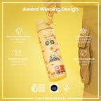 ION8 stainless steel water bottle, 600ml leak-proof, slim design, durable steel water bottle for daily hydration.