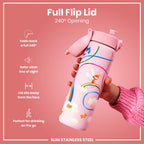 ION8 Stainless Steel Bottle Fairies 600ml sleek leak-proof steel water bottle with colorful fairy design.