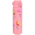 Ion8 leak-proof slim stainless steel water bottle with floral design, 600ml (20oz), ideal for on-the-go hydration.