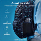 ION8 stainless steel water bottle in ash navy, 400ml leak-proof design, durable steel water bottle for everyday hydration.