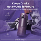Ion8 insulated steel travel mug in blackberry color, 360ml, featuring a secure lid and durable design for hot and cold drinks.
