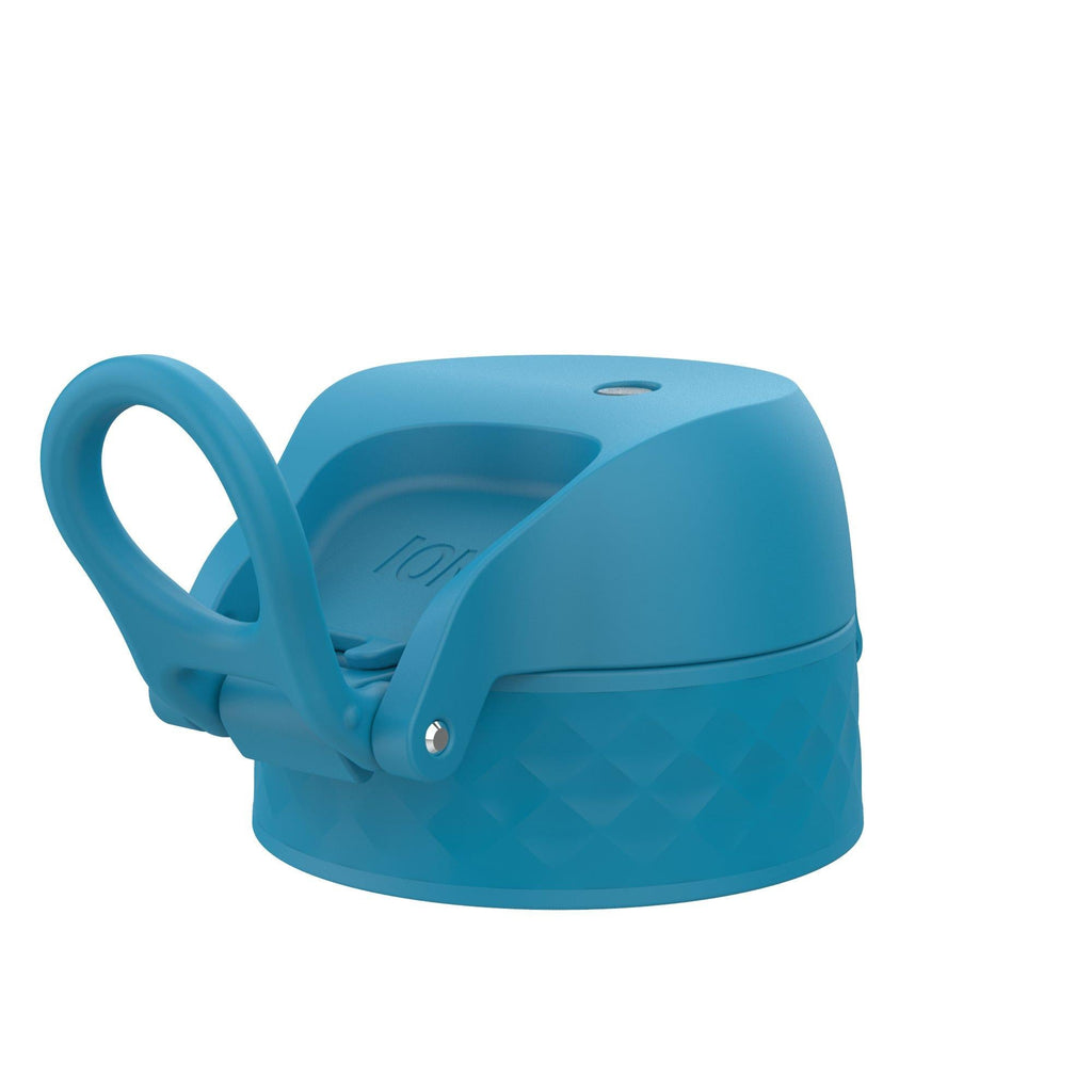 Blue leak-proof water bottle replacement lid for small/medium ION8 bottles, part of Xtras & Add-Ons collection.