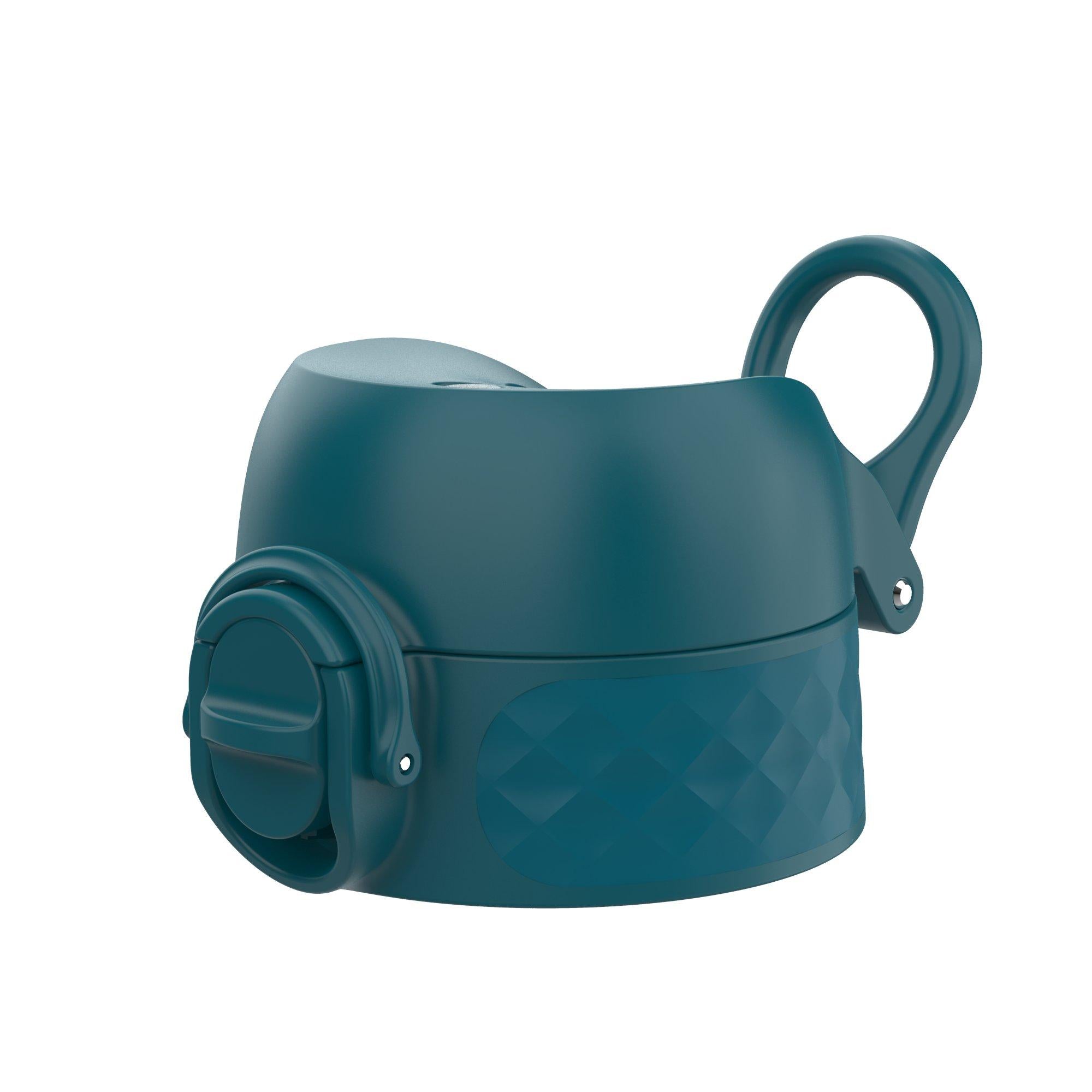 Deep teal ION8 leak-proof water bottle replacement lid, small/medium size, for secure hydration.