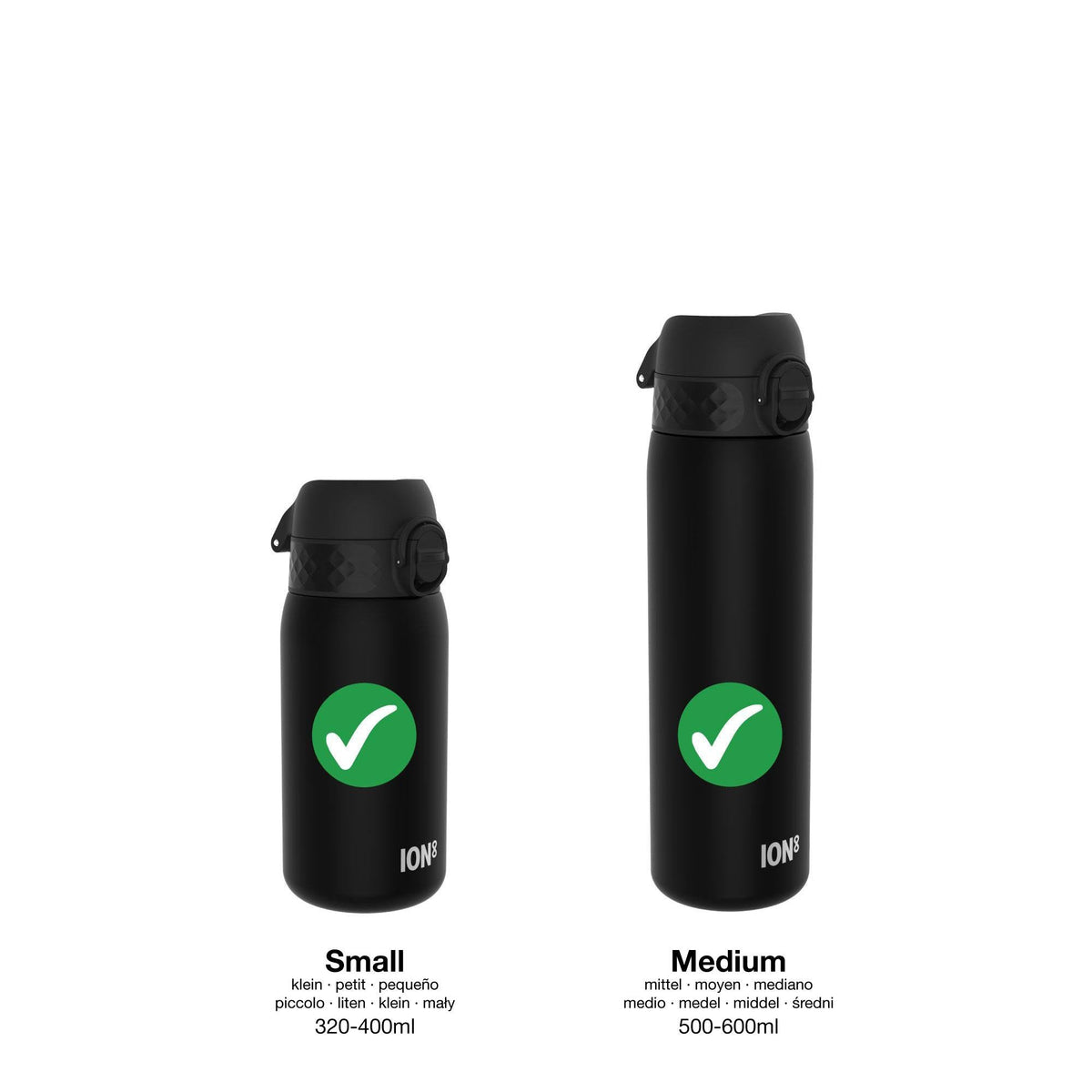 Green leak-proof water bottle replacement lid by ION8, designed for small to medium bottles, part of Xtras & Add-Ons collection.