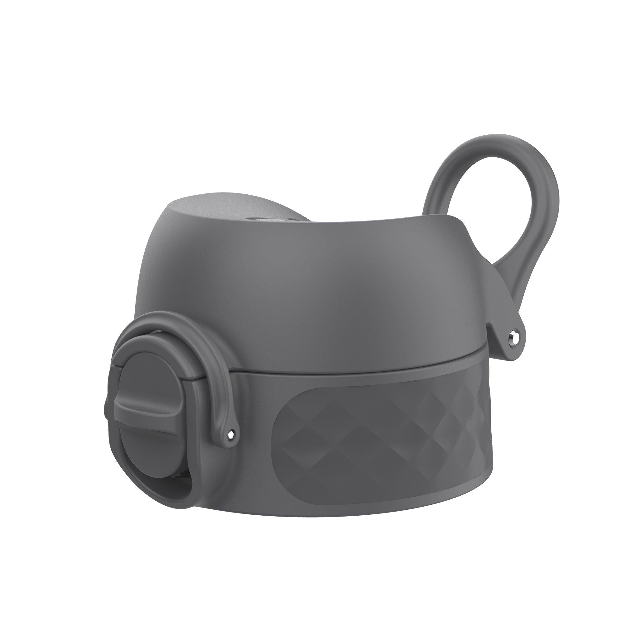 Grey leak-proof water bottle replacement lid for small and medium ION8 bottles, part of Xtras & Add-Ons collection.