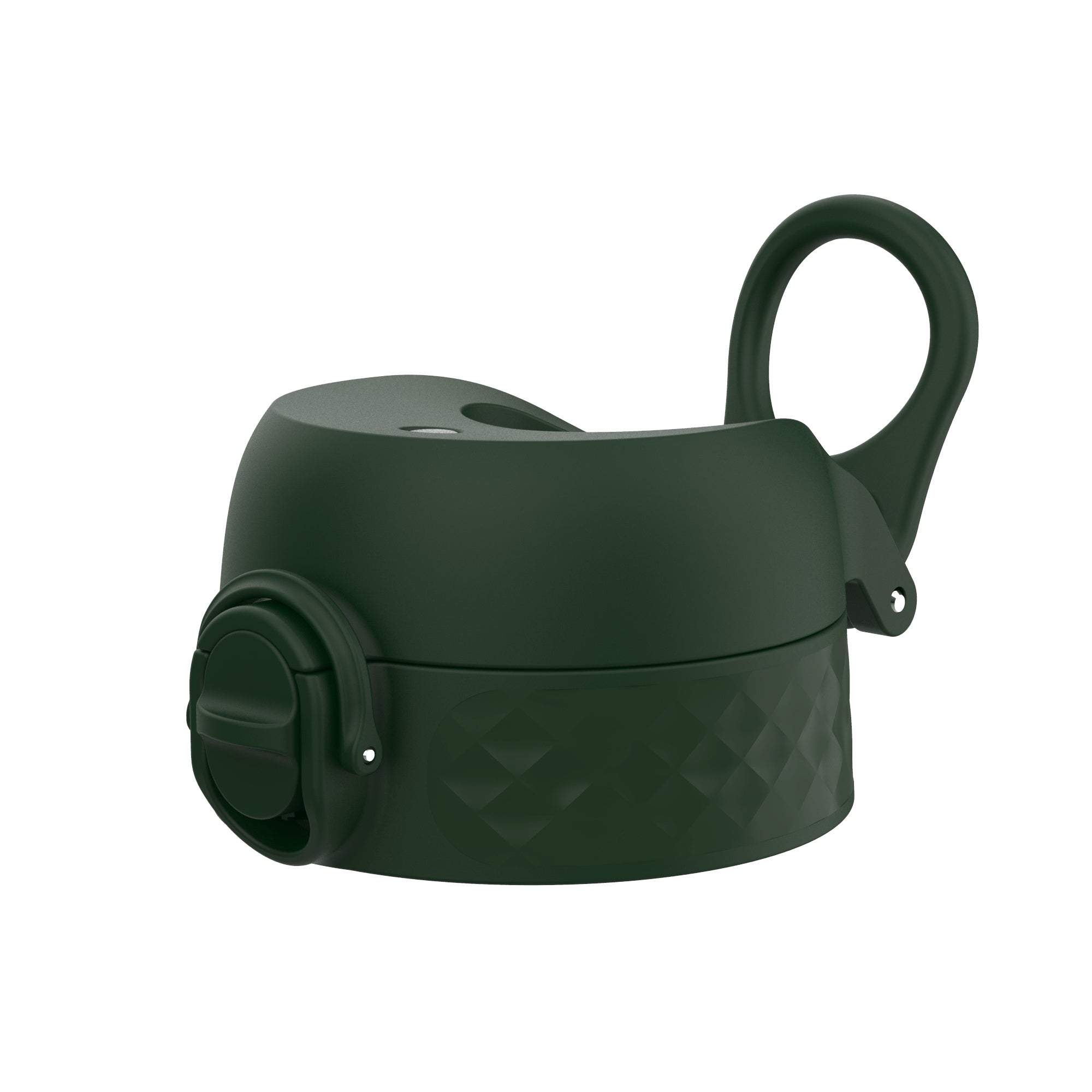 Dark green leak-proof water bottle replacement lid for large ION8 bottles, designed for secure, spill-free hydration.