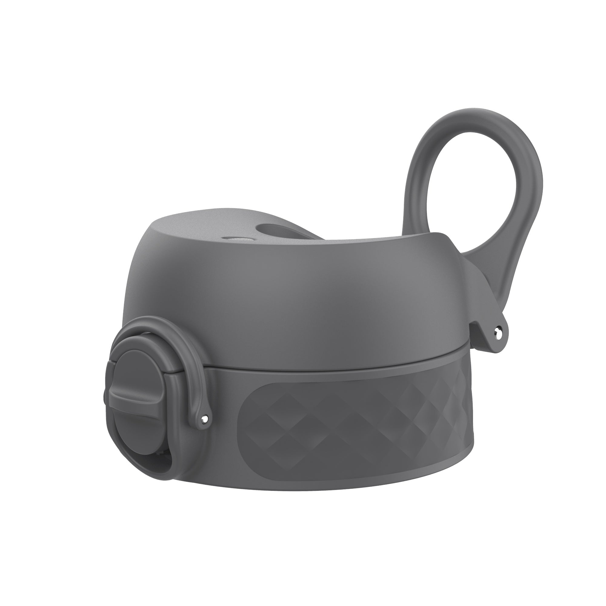 Grey leak-proof water bottle replacement lid for large ION8 water bottles, designed for secure, spill-free hydration.
