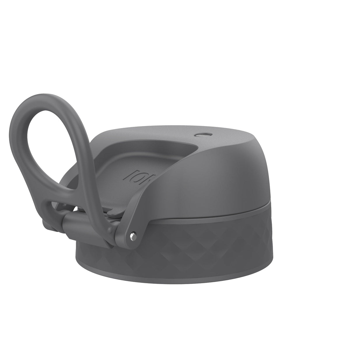 Grey leak-proof water bottle replacement lid for large ION8 water bottles, easy to attach and secure for on-the-go hydration.
