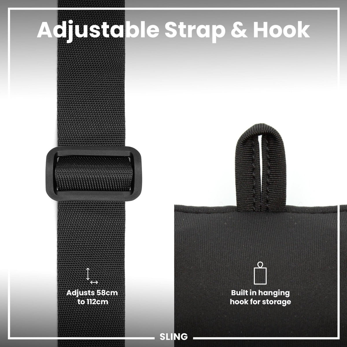 Black ION8 lightweight sling bottle bag from Xtras & Add-Ons collection, designed for easy carrying and hydration.