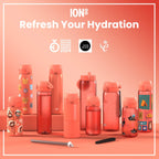 Ion8 lightweight sling bottle bag in coral, compact and portable for carrying drinks easily.