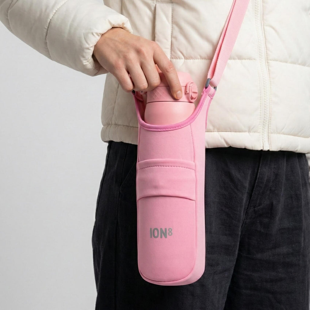 Pink ION8 lightweight sling bottle bag from Xtras & Add-Ons collection, designed for easy carrying and convenience.