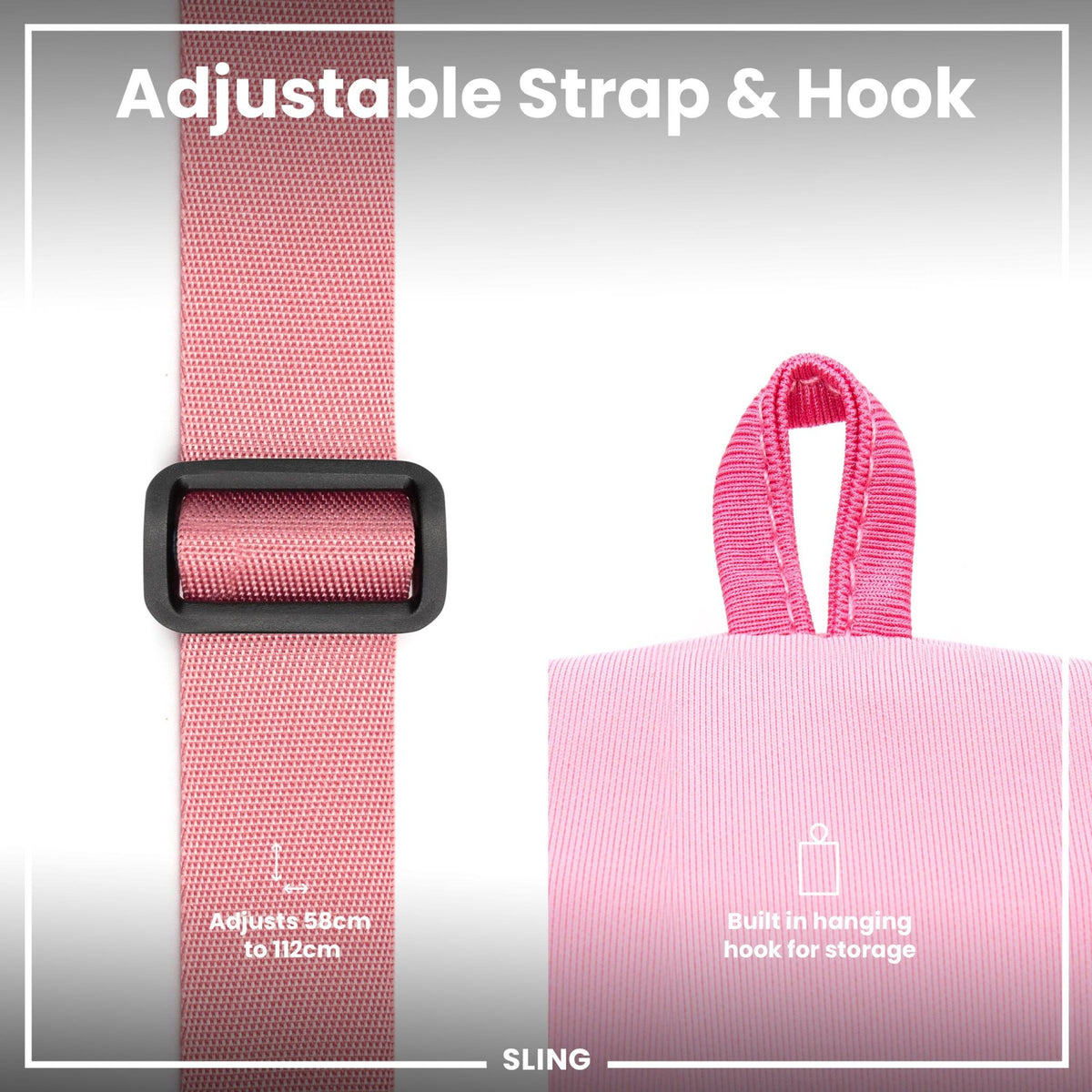 Pink lightweight sling bottle bag from ION8, designed for convenient carrying of bottles with a compact, stylish look.