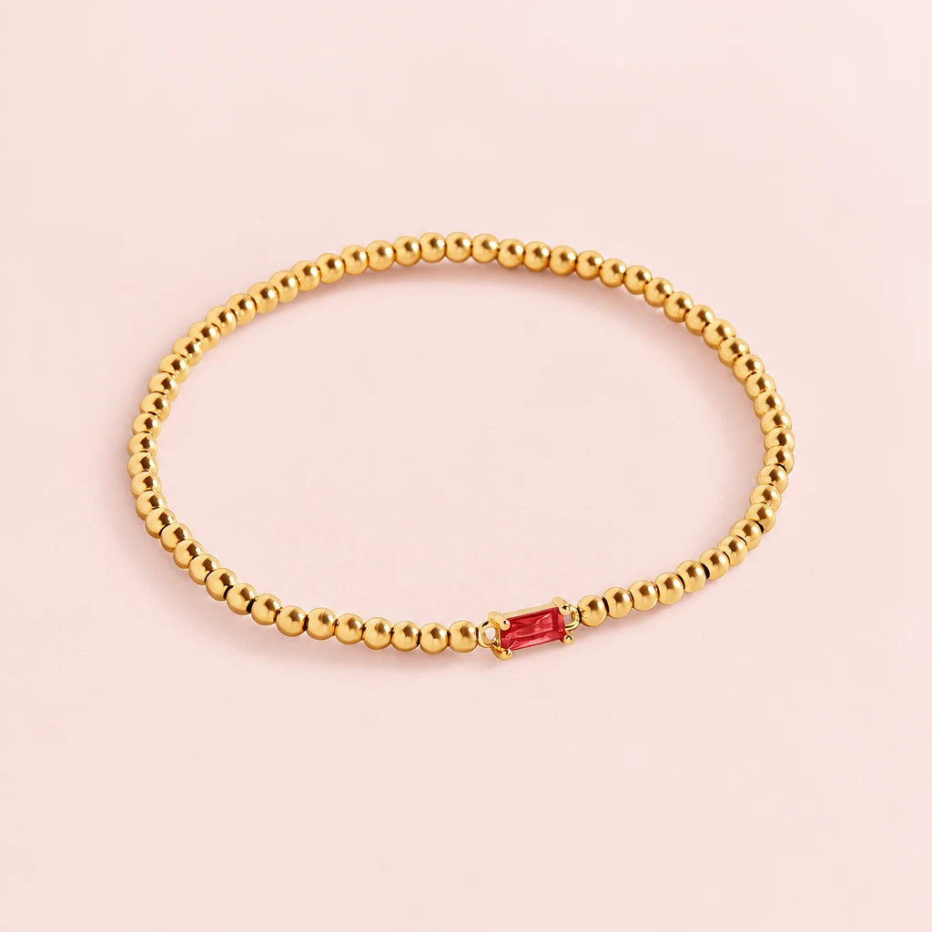 Gold Beaded Birthstone Bracelet