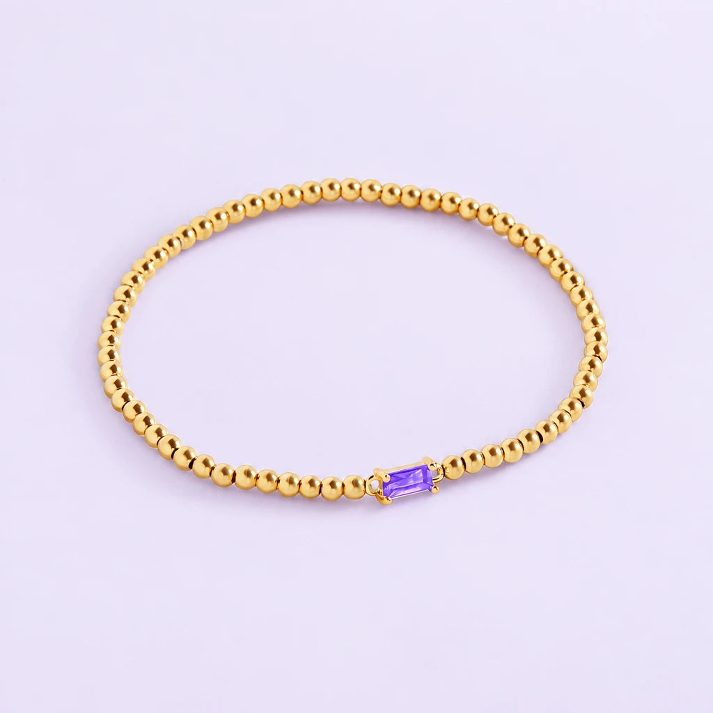 Gold Beaded Birthstone Bracelet