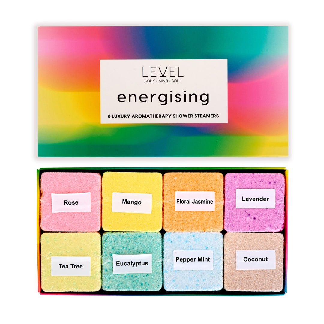 SMUG Energising Shower Steamers arranged on a tray, designed to invigorate with refreshing scents during shower time.