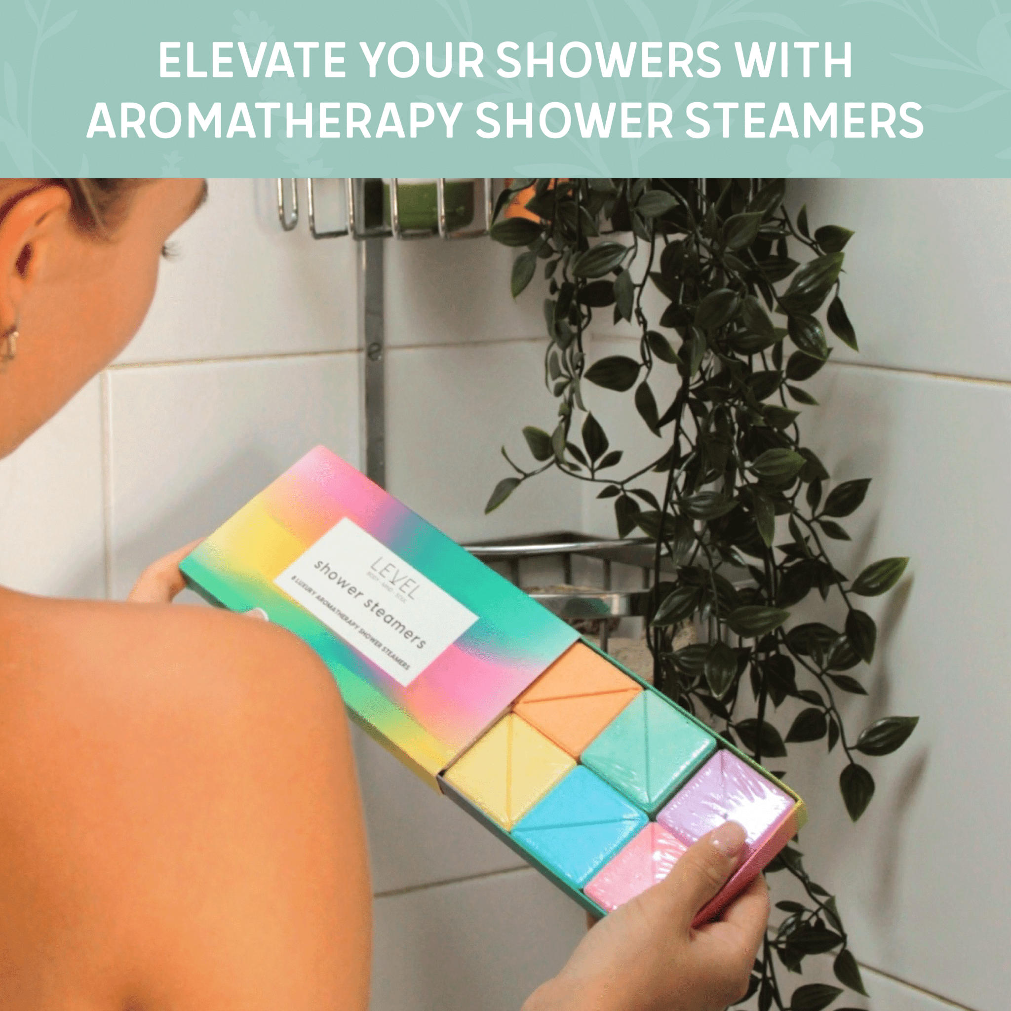 SMUG energising shower steamer set with two steamers, featuring vibrant colors and natural ingredients for a refreshing shower experience.