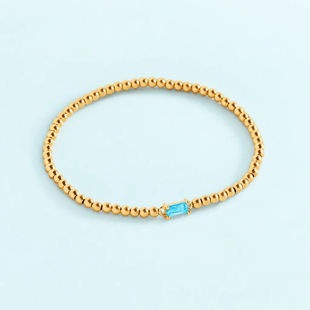 Gold Beaded Birthstone Bracelet