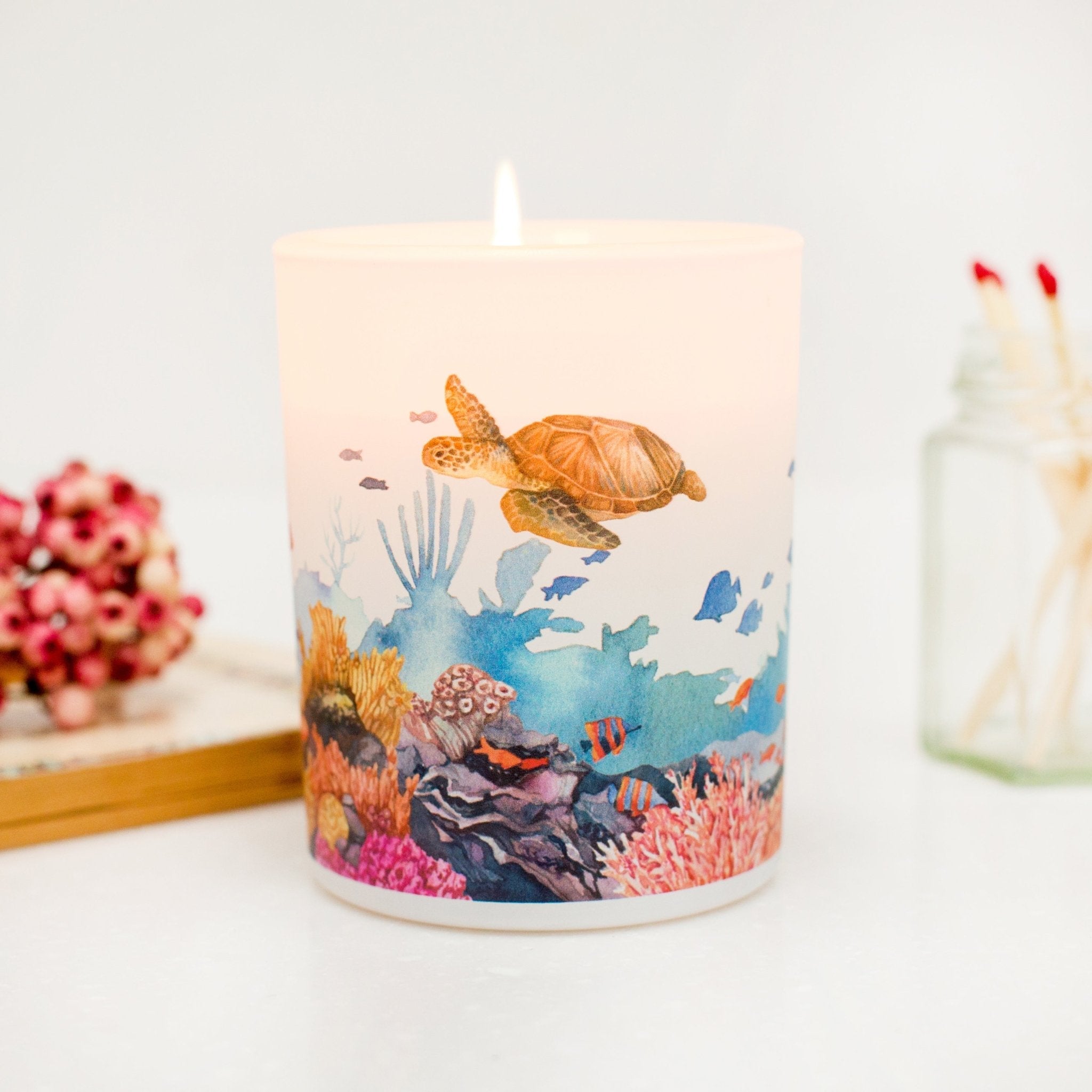 Trouvaille Marine Soy Scented Candle with fresh bergamot and vetiver, ocean-inspired design and natural soy wax.