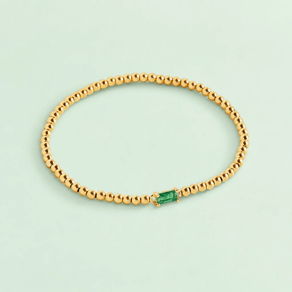 Gold Beaded Birthstone Bracelet