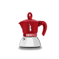 Bialetti Brew Italia Moka Induction Exclusive 4-cup coffee maker with stainless steel design and black handle.