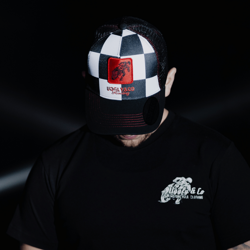 Chequered Flat Track Trucker Hat