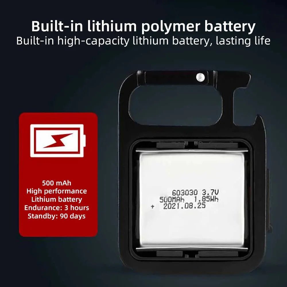 HikeWare multi-functional LED keyring flashlight with compact design, bright light, and versatile features for everyday use.