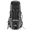 HikeWare 70L Night Cat hiking backpack with built-in internal frame, durable outdoor gear for long trekking adventures.