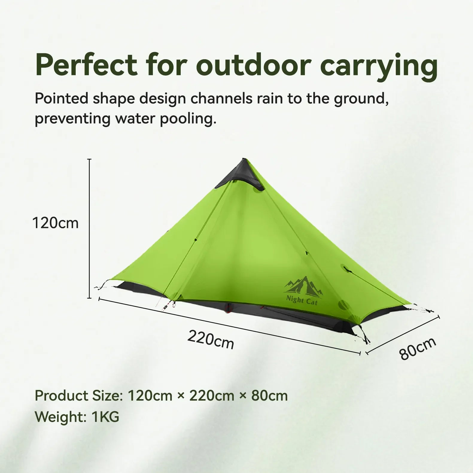 HikeWare Night Cat 1 Person ultra-lightweight backpacking tent set up outdoors, showing its compact design and durable fabric.