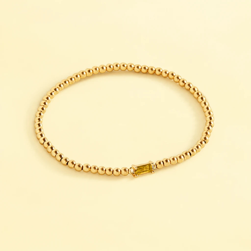 Gold Beaded Birthstone Bracelet
