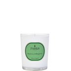 Parks Candles Rosemary & Bergamot 180g scented candle in a glass jar with a warm, inviting glow and natural botanical design.