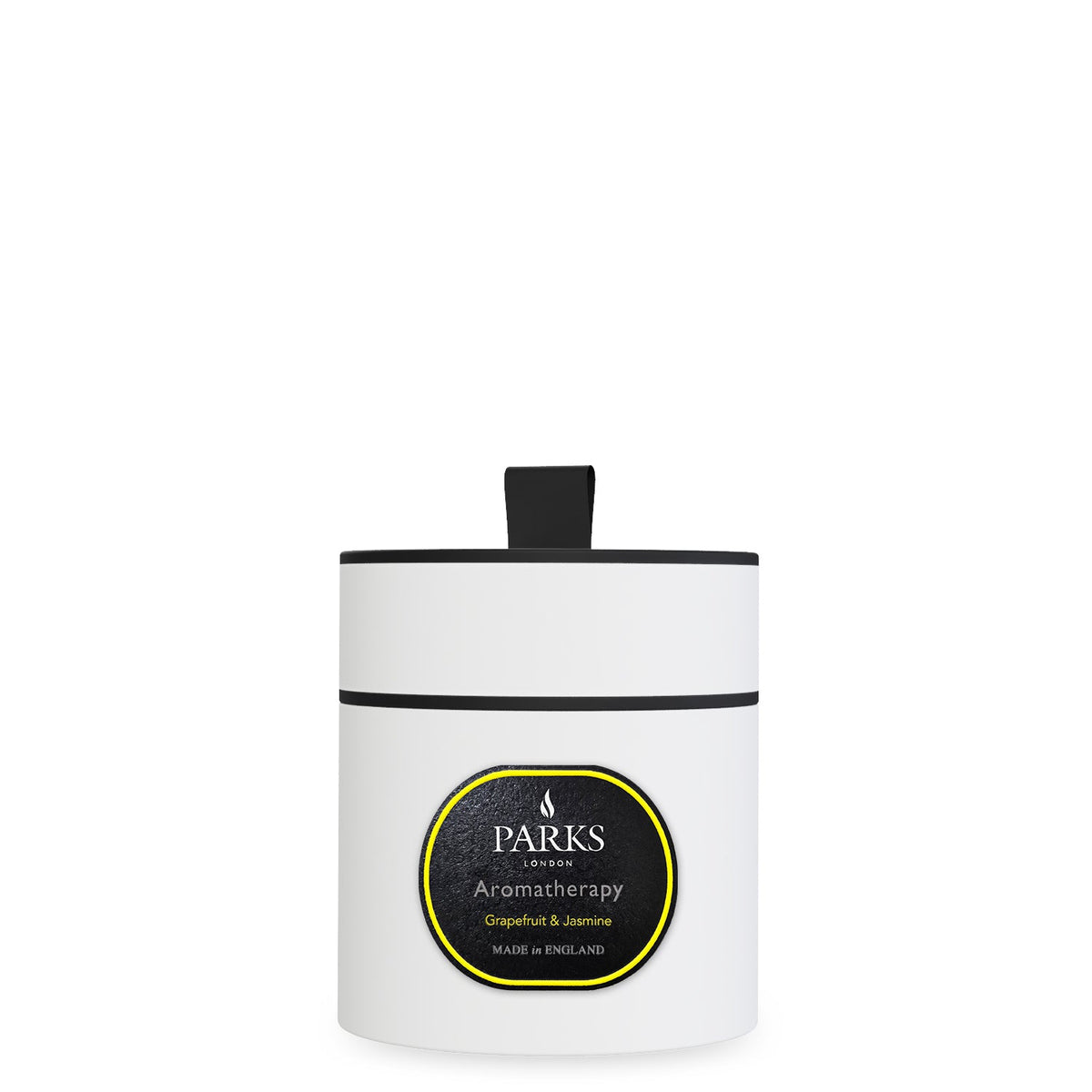 Parks Candles grapefruit and jasmine scented candle in a 220g glass jar, showcasing the floral and citrus design.