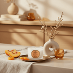 Parks Candles Peach & Amryis Travel Candle 70g, scented candle with peach and amyris fragrance in a portable glass jar.