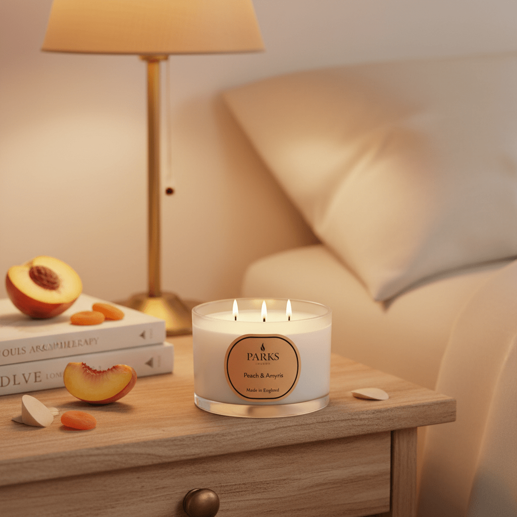 Parks Candles Peach & Amaryllis travel candle 70g with a soft, floral fragrance in a compact container.