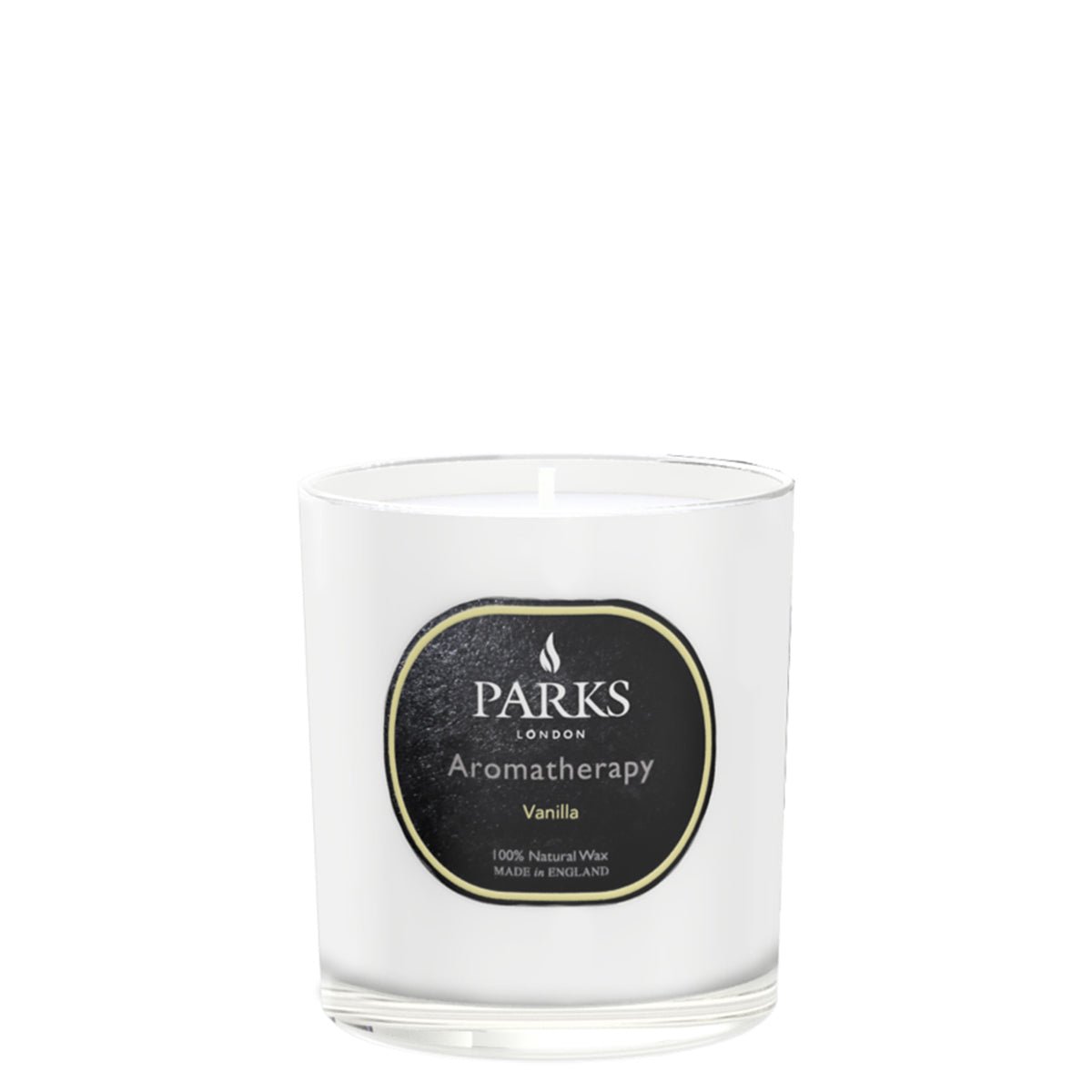 Vanilla candle in a 220g jar by Parks Candles, with creamy vanilla scent and minimalist design.