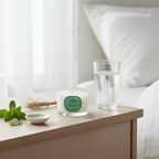 Vetsiver and peppermint travel candle by Parks Candles, 70g, with a glass container, fresh herbal scent, and wick ready to light.