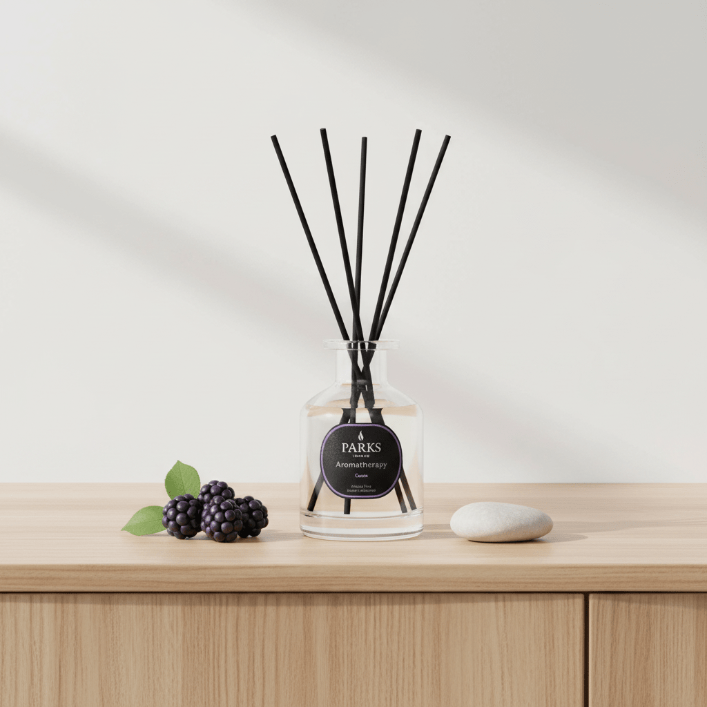 Parks Candles Cassis Diffuser 100ml with glass bottle and reed sticks for home fragrance and aromatic decor