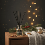 Parks Candles Perfect Presents Spiced Mandarin 100ml diffuser with a decorative glass bottle and reed sticks for home fragrance.